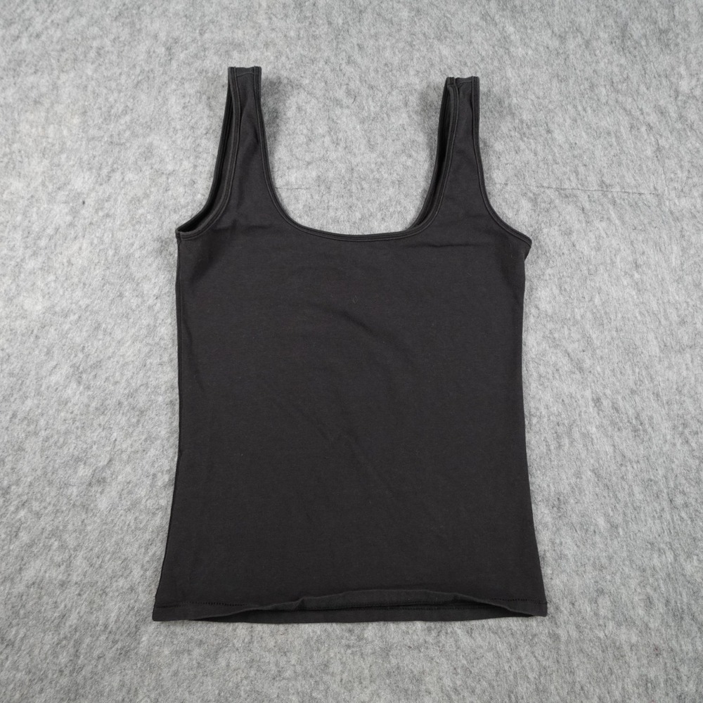 SKIMS Top Women Small Black Cotton Rib Square Neck Tank Sleeveless